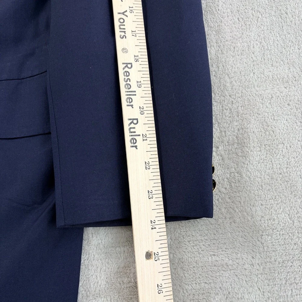 Oxxford Clothes Glasgow Double Breasted Crest Enamel Button Blazer Navy Men 44R